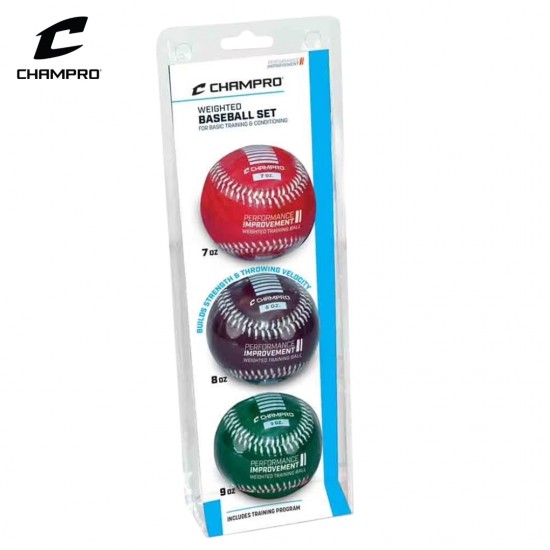 Pelotas de Peso Champro Set de 3 para Entrenamiento de Béisbol 7oz, 8oz y 9oz