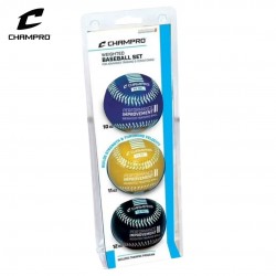 Pelotas de Peso Champro set de 3 para Entrenamiento de Béisbol 10oz, 11oz y 12oz