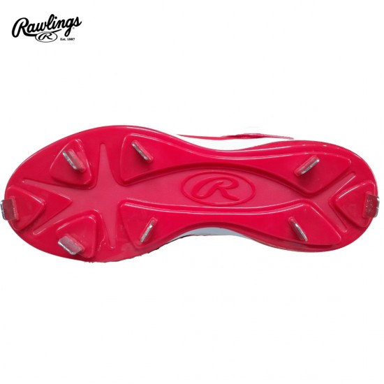 ZAPATO DE BEISBOL RAWLINGS RAW-SERIES MID/MT-H3 RED/WHITE | SPIKE METAL | TACOS DE BEISBOL