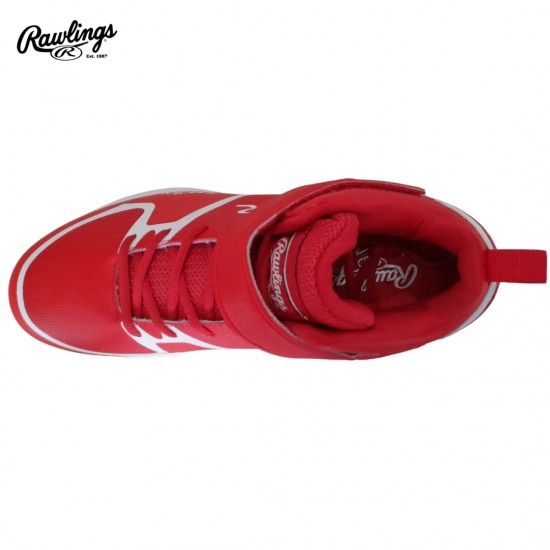 ZAPATO DE BEISBOL RAWLINGS RAW-SERIES MID/MT-H3 RED/WHITE | SPIKE METAL | TACOS DE BEISBOL