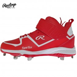 ZAPATO DE BEISBOL RAWLINGS RAW-SERIES MID/MT-H3 RED/WHITE | SPIKE METAL | TACOS DE BEISBOL