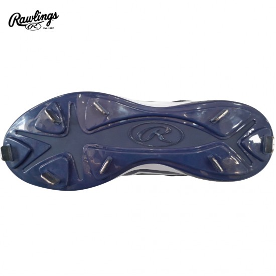ZAPATO DE BEISBOL RAWLINGS RAW-SERIES MID/MT-H2 NAVY/WHITE | SPIKE METAL | TACOS DE BEISBOL
