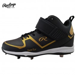 ZAPATO DE BEISBOL RAWLINGS RAW-SERIES MID/MT-H1 BLACK/GOLD | SPIKE METAL | TACOS DE BEISBOL