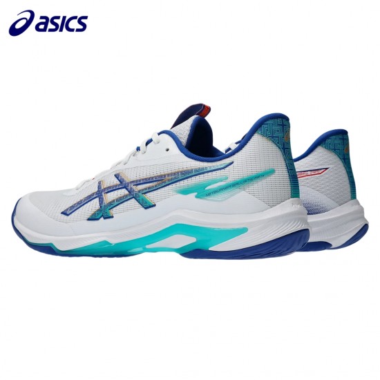 Zapatilla voleyball Indoor ASICS Netburner Ballistic FF 4 Hombre Blanco Azul I 1051A096-960