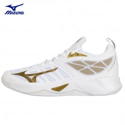 Zapatillas de Voleibol Mizuno Wave Dimension Blanco y Dorado I V1GC224068