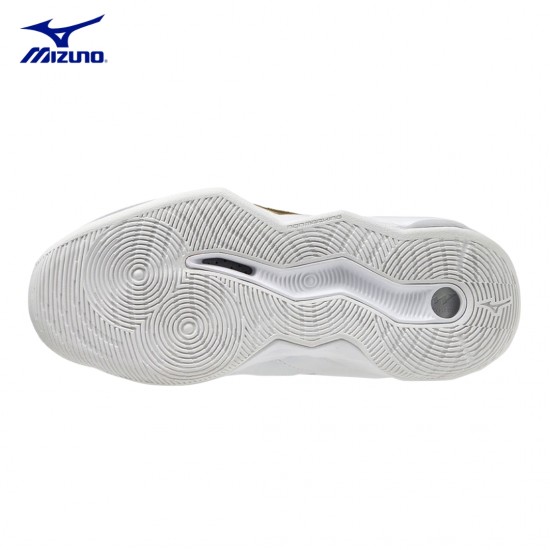 Zapatillas de Voleibol Mizuno Wave Dimension Blanco y Dorado I V1GC224068