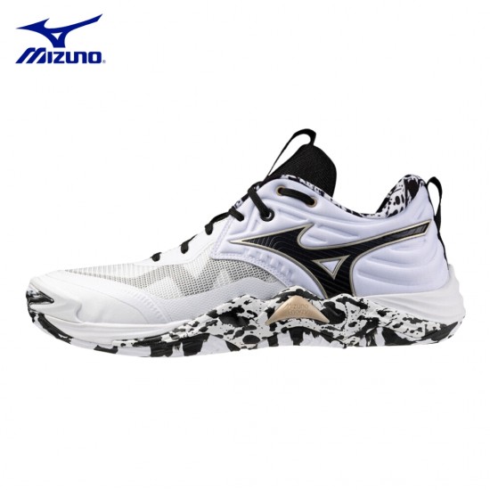 Zapatillas de Voleibol Mizuno Wave Momentum Elite Blanco/Negro/Dorado | Absorción de impactos Zapatillas de Voleibol Mizuno Wave Momentum Elite Blanco/Negro/Dorado | Absorción de impactos