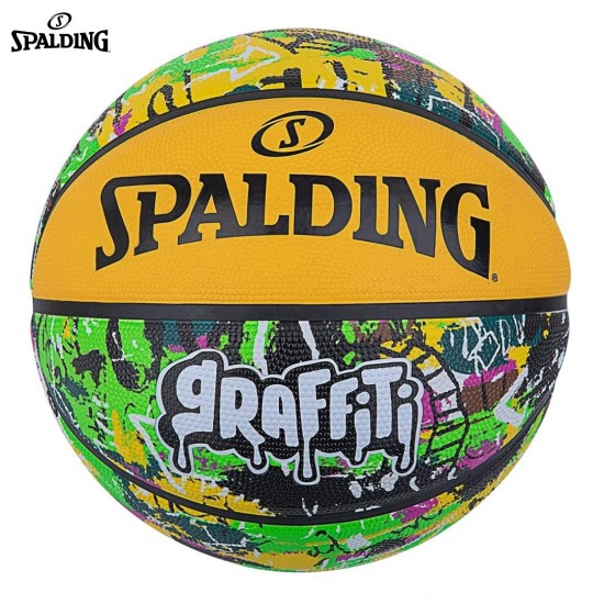 Balón de Baloncesto Spalding 84-374Z Graffiti Verde y Amarillo N°7