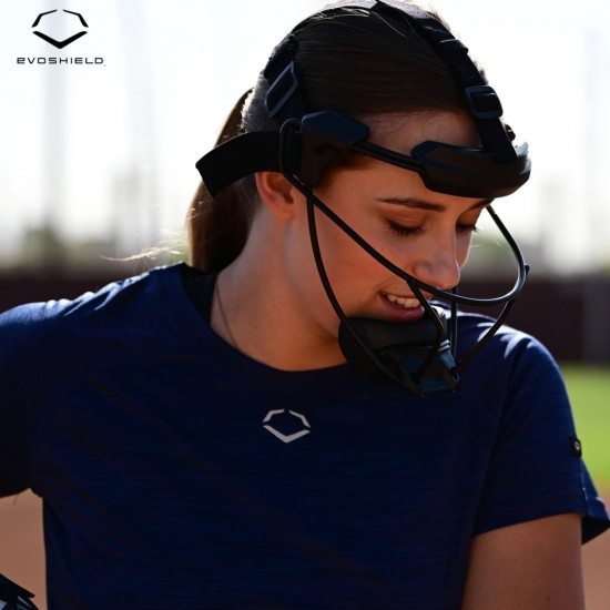 Mascarilla de softball I BEISBOL EvoShield Fastpitch Defender Negra | Adulto y Juvenil