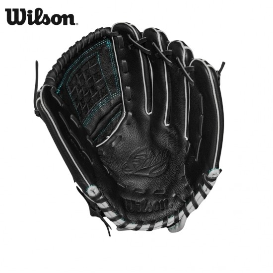  Guante de beisbol  Wilson A500 Siren 12" Infield Softbol Juvenil 2024 – Negro/Teal I DERECHO 