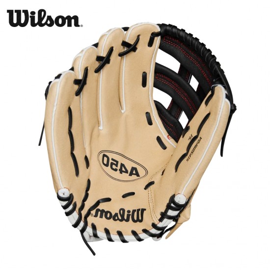 Guante de beisbol zurdo Wilson A450 12" H-Web Rubio/Negro/Rojo I WBW10147712 Guante de beisbol zurdo Wilson A450 12" H-Web Rubio/Negro/Rojo I WBW10147712