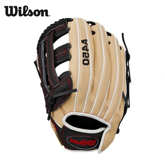 Guante de beisbol zurdo Wilson A450 12" H-Web Rubio/Negro/Rojo I WBW10147712 Guante de beisbol zurdo Wilson A450 12" H-Web Rubio/Negro/Rojo I WBW10147712
