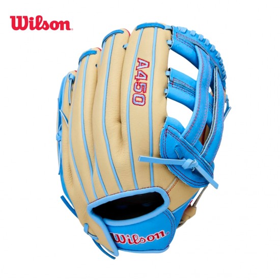  Guante de béisbol juvenil Wilson A450 de 12 pulgadas WBW10398212 I Guante de Béisbol Juvenil Ligero y Duradero