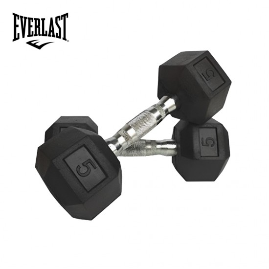 Pesas Mancuernas Exagonal forrada de Caucho EVERLAST de 5Lbs y 10 Lbs Pesas Mancuernas Exagonal forrada de Caucho EVERLAST de 5Lbs y 10 Lbs